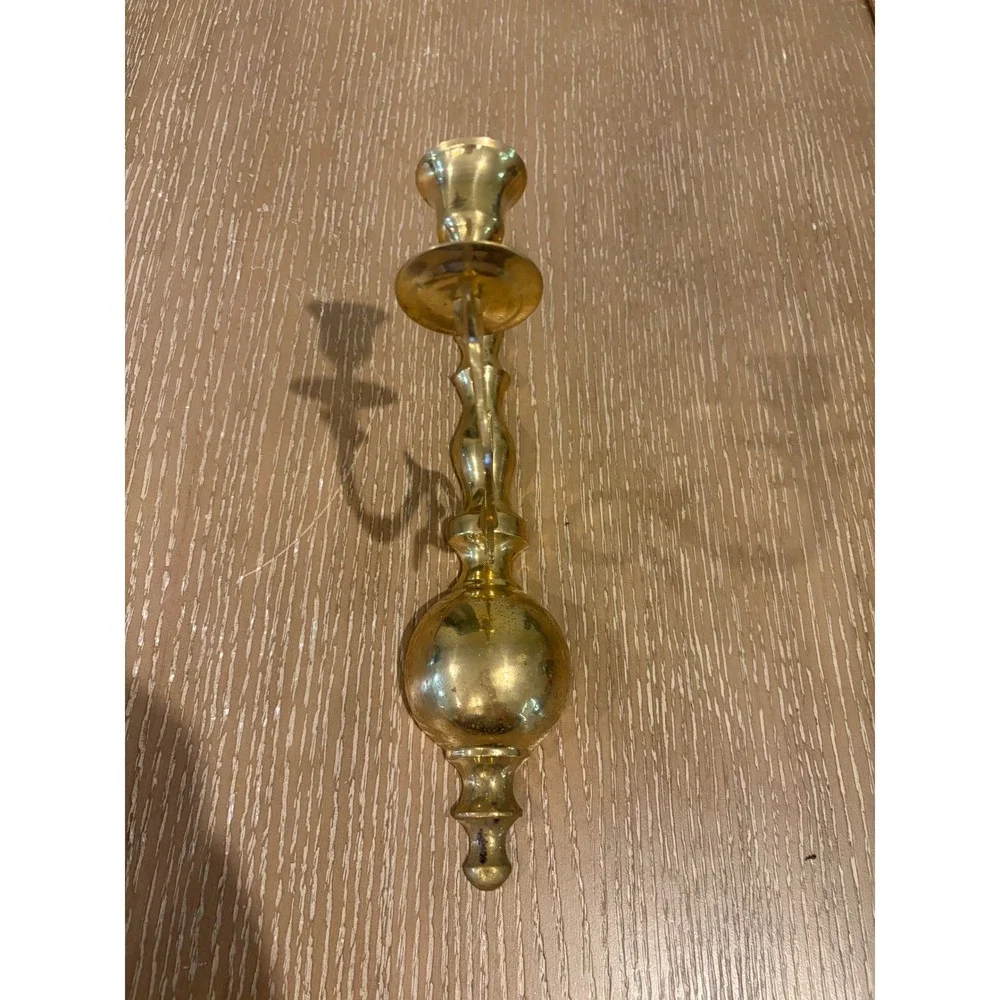 Vintage Brass Wall Sconce Candle Holder Ornate Hanging Taper Candlestick Decor